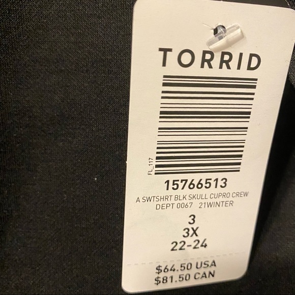 Torrid active sweatshirt skull cupro skull black size 3X - Picture 10 of 10